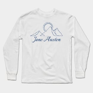 Jane Austen nature blue line art Long Sleeve T-Shirt